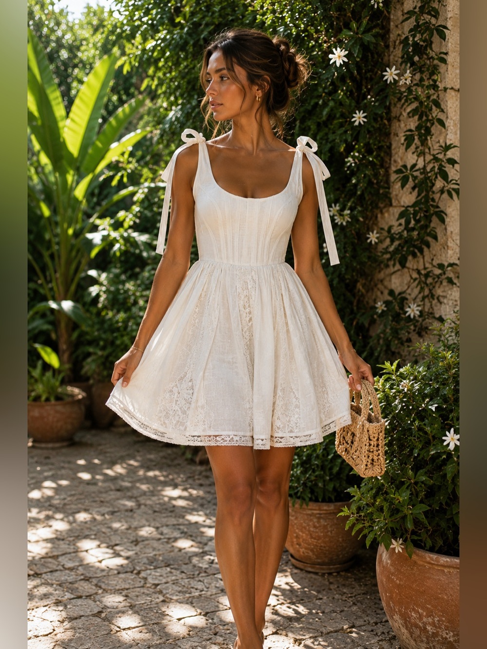This is a Zimmermann Alight Lace-Trimmed Ramie Mini Dress in Ivory | size 0P